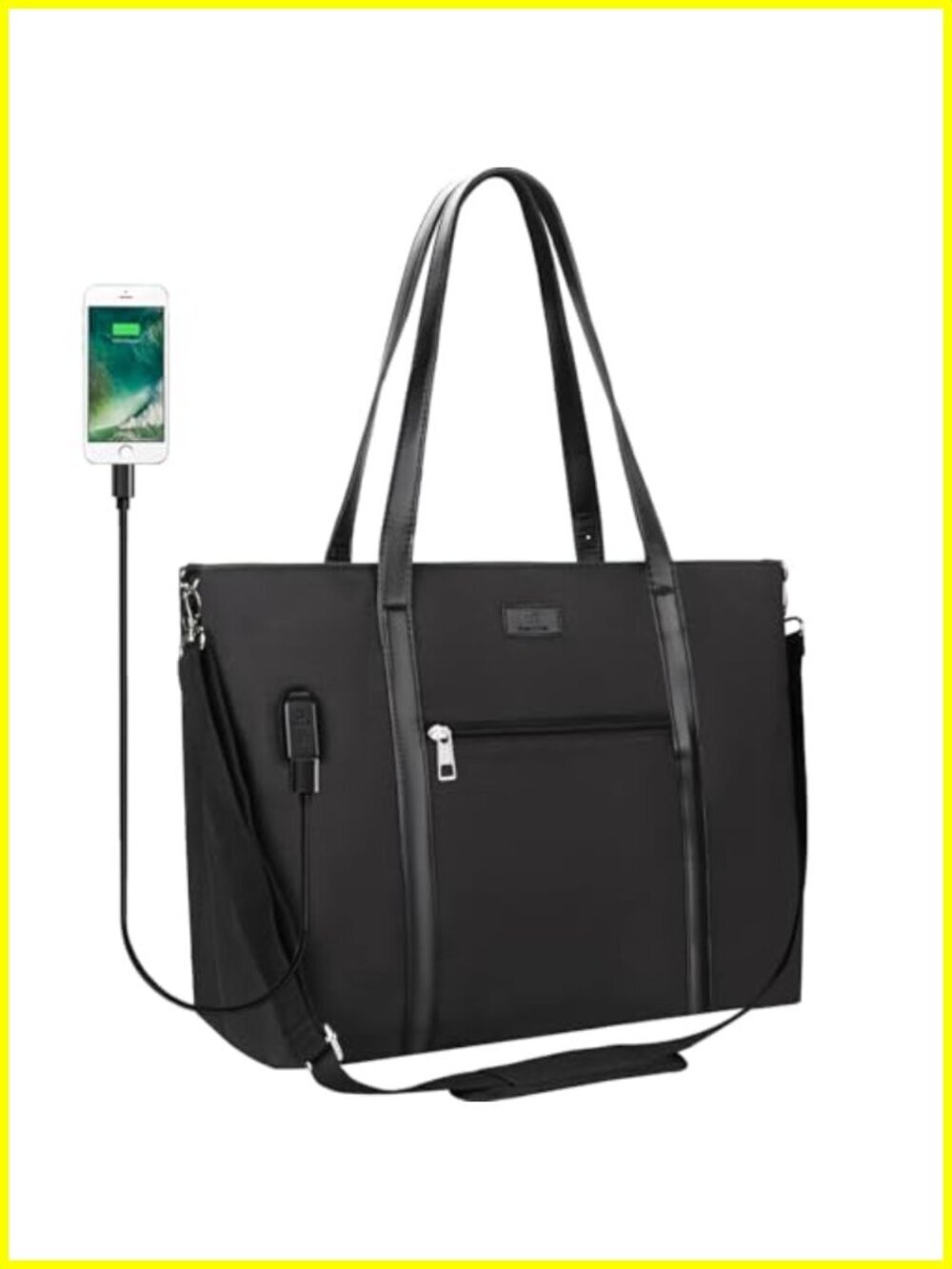 17.3 Inch Laptop Tote Bag with USB Port Water Resistant Nylon Work Travel